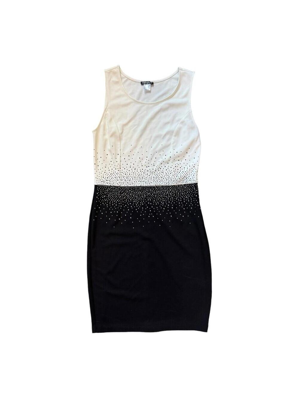 Venus | Women's Black & Cream Short Sleeve Dress | Size M | NWOT | 1018